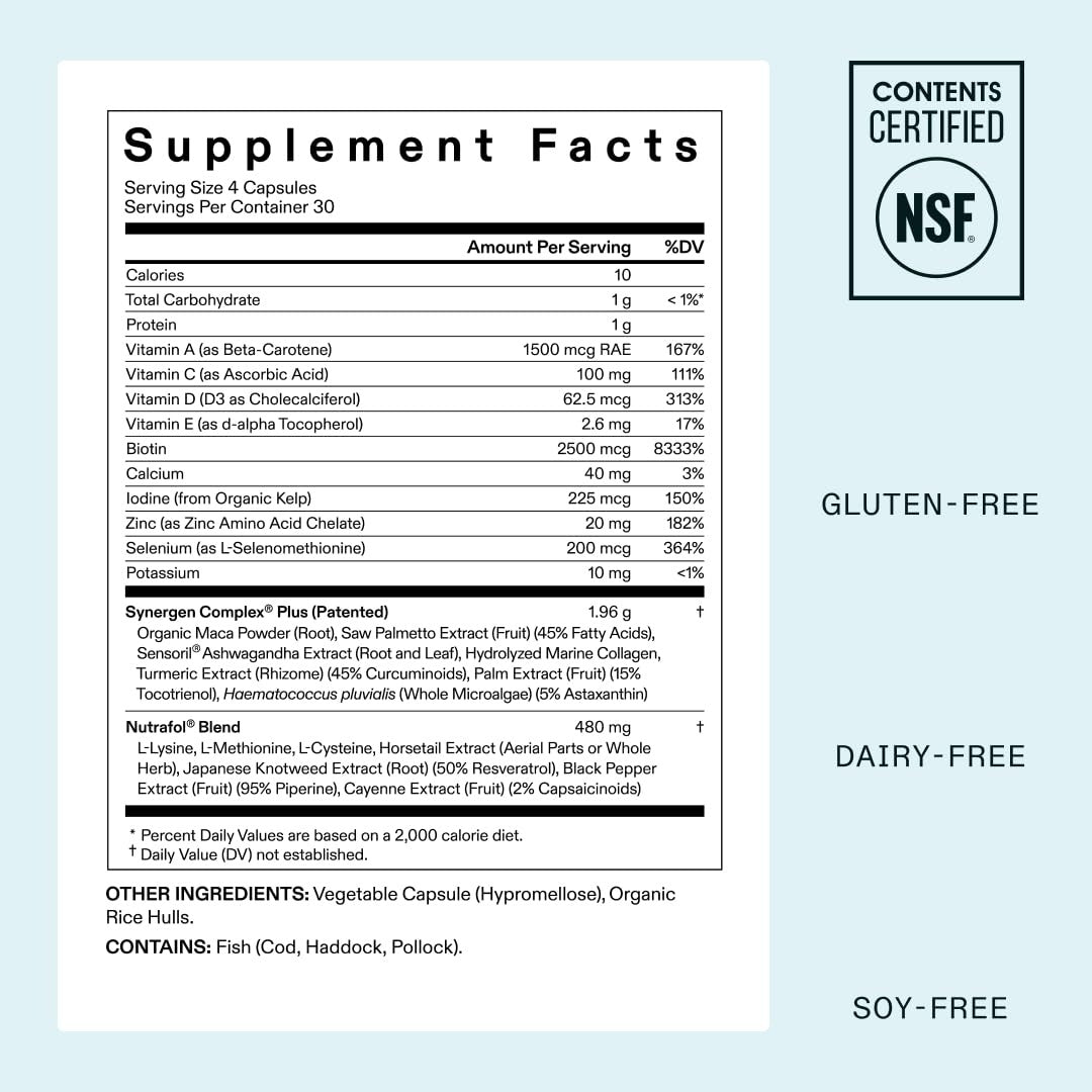 Nutrafol Women's Balance Hair Growth Supplements, Ages 45 and Up, Clinically Proven for Visibly Thicker Hair and Scalp Coverage, Dermatologist Recommended - 1 Month Supply