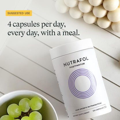 Nutrafol Postpartum Hair Growth Supplements, Clinically Tested for Visibly Thicker Hair and Less Shedding, Breastfeeding-friendly - 1 Month Supply